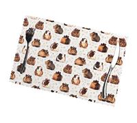 Guinea Pigs Placemats For Dining Table Set Of 6 - Thick Polyester Fiber, Heat-Resistant, Customizable Design, Perfect For Home & Hotel Decor