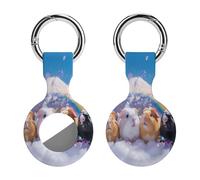 Guinea Pigs Rainbow Mountain Landscape Compatible for AirTag Holder with Keychain Silicone Protective Case Cover 1PCS