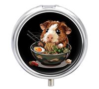 Guinea Pigs Ramen Japanese Noodles Pill Box 3 Compartment Small Portable Medicine Case Pill Organizer for Pocket Purse