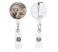 Guinea Pigs Retractable Badge Reel - Personalized ID Name Badge Holder with Lanyard Cute Badges Reel Holder Round Nurse Doctor Name Tag Badges Clip for Work