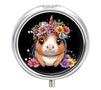 Guinea Pigs Un-icorns Pill Organizer Round Pill Box Travel Pill Case Medicine Organizer for Pocket Purse