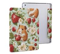 Guinea Pigs with Summer Strawberries Slim Tablet Cases Compatible with iPad Series With Pencil Holder Protective Cover Compatible with IPAD 2020 （10.2in）