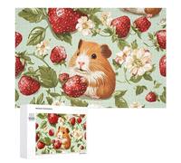 Guinea Pigs with Summer Strawberries Wooden Puzzles for Adults Colorful Jigsaw Puzzle Home Decors Gift 1000 PCS