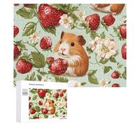 Guinea Pigs with Summer Strawberries Wooden Puzzles for Adults Colorful Jigsaw Puzzle Home Decors Gift 500 PCS