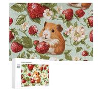 Guinea Pigs with Summer Strawberries Wooden Puzzles for Adults Colorful Jigsaw Puzzle Home Decors Gift 300 PCS