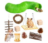 Guinea Tooth Tunnels & Toys - Natural Wooden Sticks Chew Set with Small Animal Leather Tube Chew Toy for Hamsters, Pigs and Chinchillas | Bunny Sticks C