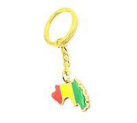Guinea West Africa Gold Key Ring Chain Country Flag Metal Enamel Keyring