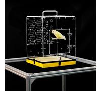 GuineaLoft™ Model-ETO Crystal-Clear Acrylic Bird Cage, 360° Vision Habitat for Budgies & Canaries, Mess-Proof Design with Interaction Door & Aluminium Travel Handle