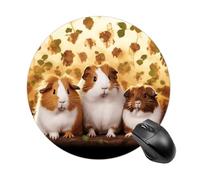 GuineaPigs Mouse Pad Funny Round Mousepad Anti-Slip Rubber Mouse Mat Laptop Desk Accessories 7.8 X 7.8 Inch for Office and Home Use