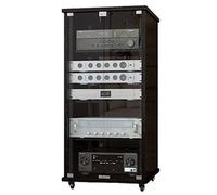 GUINJO 2-4 layer Audio Rack, Media Stand Cabinet with Adjustable Shelves, locked Tempered Glass Doors and Cable Management (Color : Black, Size : 56 * 60 * 122cm)