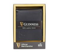 Guinness® Black Leather Wallet with Coin Pocket - RFID Blocking, Genuine Leather Bi-Fold Wallet for Men, Card Slots & Cash Compartment, Classic & Durable Design - Official Merchandise
