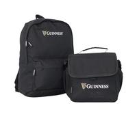 Guinness Backpack & Cooler Bag Set - Official 15” Laptop Rucksack (42x32x11cm) + 9L Insulated Lunch Bag | Work, School & Travel Bundle | Lightweight Black Bags with Adjustable Straps & Bottle Holders