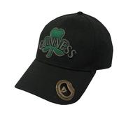 Guinness Black Baseball Cap with Bottle Opener and Green Shamrock Design