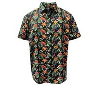 Guinness Black Toucan Hawaiian Half Sleeved Shirt (UK, Alpha, L, Regular, Regular, Black)