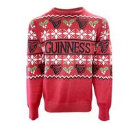 Guinness Christmas Jumper - Red Harp & Holly Design - G5203 (UK, Alpha, XL, Regular, Regular, Red)