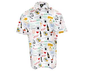 Guinness Doodle White Short Sleeve Cotton Shirt with Iconic Designs (UK, Alpha, L, Regular, Regular, White)