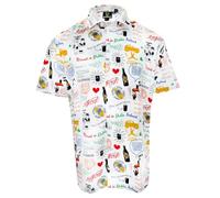 Guinness Doodle White Short Sleeve Cotton Shirt with Iconic Designs (UK, Alpha, S, Regular, Regular, White)