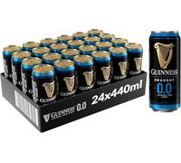 Guinness Draught 0.0 Alcohol Free Stout | 0% vol | 24 x 440ml | Notes of Sweet Malt & Hop Bitterness | Dark Ruby Red Beer | Creamy Head | Hints of Chocolate & Coffee