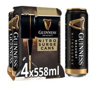 Guinness Draught | Nitrosurge | Stout Beer | 4.1% vol | 4x558ml | Perfect Pub Pour at Home | Beer Cans | Device Sold Separately | Ideal for Festive G