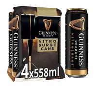 Guinness Draught | Nitrosurge | Stout Beer | 4.1% vol | 4x558ml | Perfect Pub Pour at Home | Beer Cans | Device Sold Separately | Ideal for Festive Gatherings