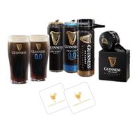 Guinness Gift Set with Nitrosurge Device, Six Cans Including Two Draught, Two 0.0 and Two Nitrosurge Cans, Two Pint Glasses