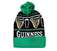 Guinness Green/Black Bobble Hat with Pint and Harp Design