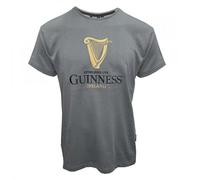 Guinness Grey/Pewter Embroidered Gold Harp Premium T-Shirt (as8, Alpha, m, Regular, Regular)