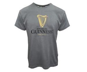 Guinness Grey/Pewter Embroidered Gold Harp Premium T-Shirt (as8, Alpha, xx_l, Regular, Regular)