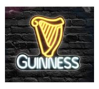 Guinness Harp LED Wall Sign - Illuminated Harp Logo Light | USB Powered | Bar, Home & Man Cave Décor | 35 x 30 cm