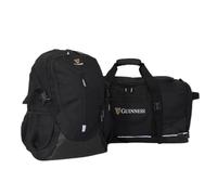 Guinness Holdall Travel Bag & Backpack Set - Lightweight Cabin Luggage Bundle for EasyJet & Ryanair | Sports, Gym & Weekend Travel Bags | Official Guinness Black Luggage