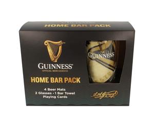 Guinness Home Bar Pack - Gravity Pint Glasses, Bar Towel & Playing cards