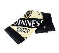 Guinness Label Cotton Black Golf Towel with Karabiner Clip