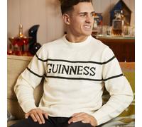 Guinness Official Men's Knit Sweater with Green Text, Cream Colour