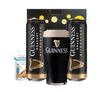 Guinness NitroSurge Draught Stout Beer Cans Gift Set with Official Guinness Pint Glass (2 Pack) - Smooth Pour Technology, 4.2% ABV - Premium Beer Gift for Him, Her, Birthdays & More