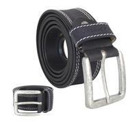 Guinness Official Full Grain Leather Belt for Men - Heavy-Duty Black Leather with Double Stitching & Metal Buckle - Genuine Branded Gift - Black/White - XL