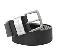 Guinness Official Full Grain Leather Belt for Men - Heavy-Duty Black Leather with Double Stitching & Metal Buckle - Genuine Branded Gift