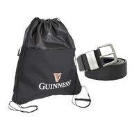 Guinness Official Gift Set - Leather Adjustable Belt & Water-Resistant Drawstring Bag | Genuine Licensed Merchandise for Men | Gift for Gym, Travel & Everyday Wear