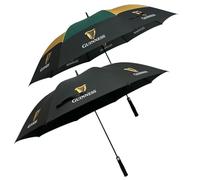 Guinness Official Golf Umbrella Set - Pack of 2 Large 30-Inch Umbrellas (Black & Gold/Green) - Auto-Open, Windproof & Waterproof Stick Umbrellas - Official Licensed Merchandise