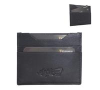 Guinness Official Leather Credit Card Holder for Men - RFID Blocking Slim Card Wallet, 6 Card Slots & Central Pocket - Genuine Leather Wallet - Black Stitch
