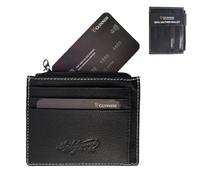 Guinness Official Leather Credit Card Holder for Men - RFID Blocking Slim Card Wallet, 6 Card Slots & Central Pocket - Genuine Leather Wallet - White Stitch