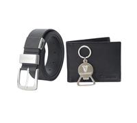 Guinness Official Leather Wallet & Belt Gift Set for Men - RFID Secure Bi-Fold Wallet with Bottle Opener Keyring + Adjustable Full Grain Leather Belt - Premium Black, Gift Boxed