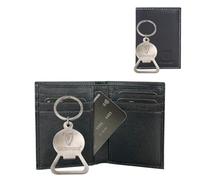 Guinness Official Leather Wallet Gift Set for Men - RFID Blocking Bifold Wallet & Metal Keyring Bottle Opener - Genuine Leather - White Stitch - Gift Box