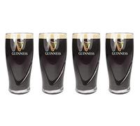 Guinness Official Merchandise Embossed Pint Beer Glass (Set of 4), 568ml
