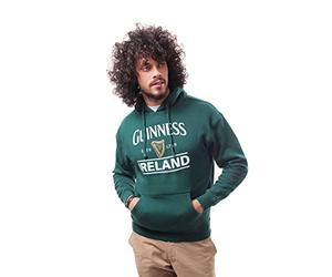 Guinness Official Merchandise Guinness Pullover Hoodie With Guinness Logo & Ireland Print, Green Green, S