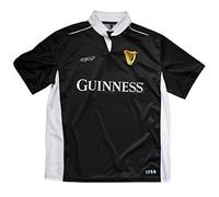 Guinness Official Merchandise Guinness White Performance Short Sleeve Rugby Shirt, L, Black