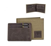 Guinness Official Merchandise Men’s Canvas & Genuine Leather Wallet with RFID Protection, 8 Card Slots, Coin Pocket, 2 Note Compartments & Removable Card Holder - Beige/Brown