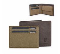 Guinness Official Merchandise Men’s Genuine Leather & Canvas Wallet with RFID Protection, 8 Card Slots, Coin Pocket, 2 Note Compartments & Removable Card Holder - Brown