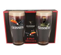 Guinness Official Merchandise Tortoise Toucan Gilroy 2 Pint Glass Set Transparen