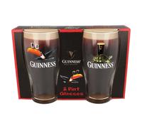 Guinness Official Merchandise Tortoise/Toucan Gilroy 2 Pint Glass Set Transparent