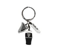Guinness Official Multi-Charm Keyring With Dublin Sign, Harp And Pint Charms